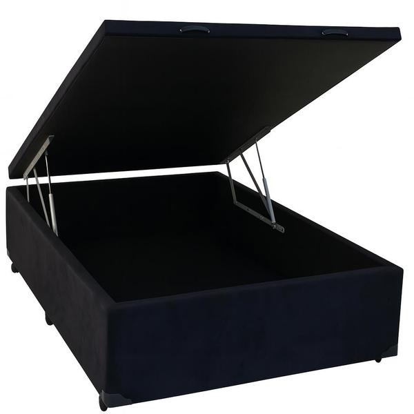 Cama Box Casal Baú Suede Preto - 138x188x35 - DMA Cama Box Casal Baú Suede Preto - 138x188x35 - DMA