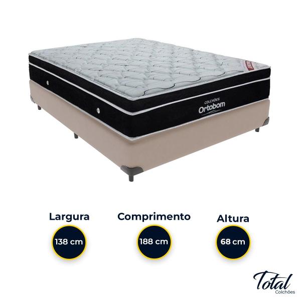 Imagem de Cama Box Casal Bege e Colchão Elegant Superpocket Molas ensacadas Ortobom