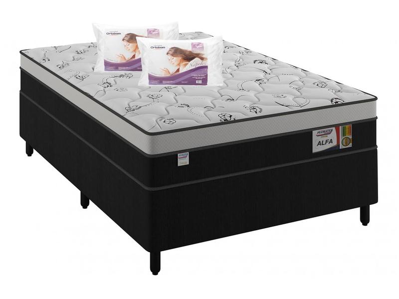 Cama Box Casal (Box + Colchão) Plumatex de Mola - Ensacada 47cm de Altura + 2 Travesseiros... Cama Box Casal (Box + Colchão) Plumatex de Mola - Ensacada 47cm de Altura + 2 Travesseiros...