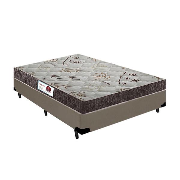 Imagem de Cama Box Casal Colchão Classic Mola Ensacada + Box Sintético Bege Serra Negra 67x138x188