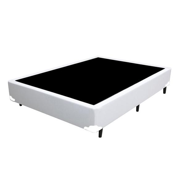 Imagem de Cama Box Casal Colchão Espuma D23 Bordado + Box Sintético Branco Serra Negra 53x138x188