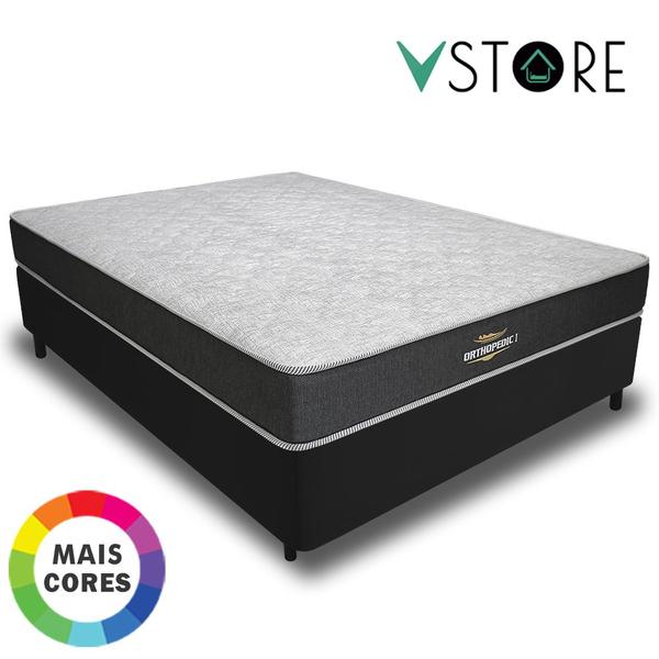 Imagem de Cama Box Casal + Colchão Espuma D33 Ortopédico 138x188x58cm Orthopedic l Várias Cores V-Store