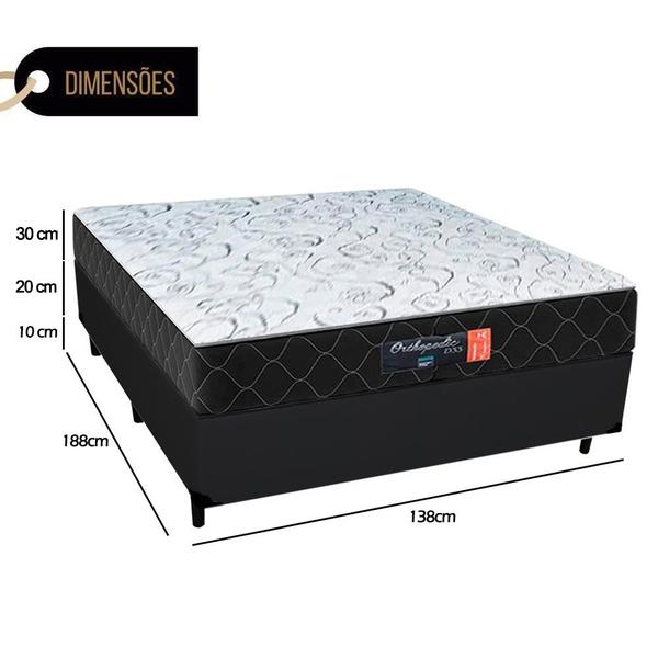 Imagem de Cama Box Casal + Colchão Espuma D33 Semi Ortopédico Extra Firme Comfort Prime 60x138x188 Preto