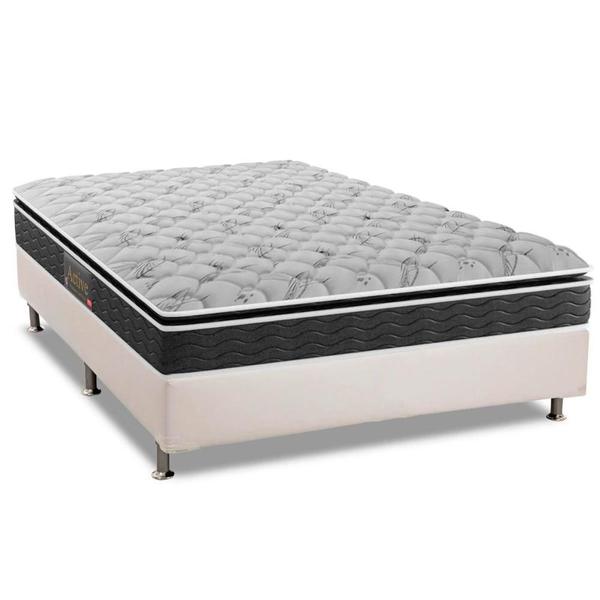 Imagem de Cama Box Casal: Colchão Espuma Pelmex D28 Active Premium + Base CRC Courano White(138x188)