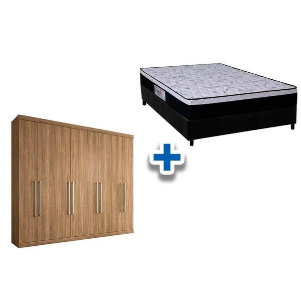 Imagem de Cama Box Casal + Colchão Foggia Sogni + Guarda Roupa Master Vip 8.4 Atacama