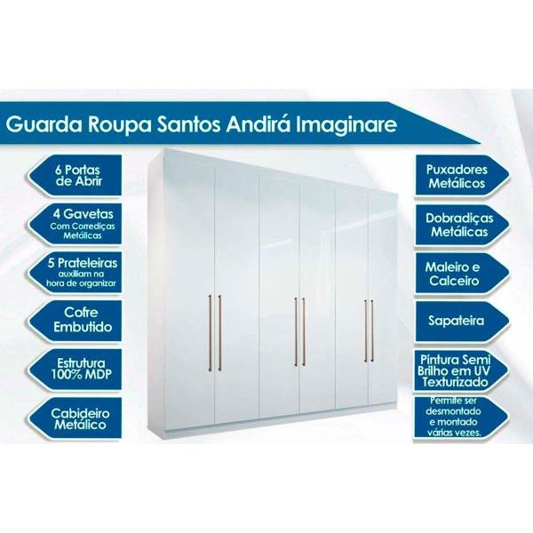 Imagem de Cama Box Casal + Colchão Frontier Herval + Guarda Roupa Imaginare 6.4 Castanha/Off White