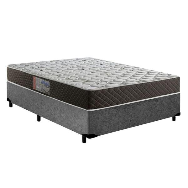 Imagem de Cama Box Casal Colchão Mola Bonnel Belos Sonhos + Box Suede 60x138x188