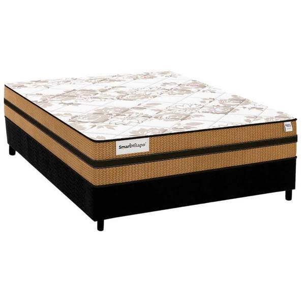 Imagem de Cama Box Casal: Colchão Molas MasterPocket Ensacadas Plumatex   Smart Milano + Base CRC Suede Black(138x188)