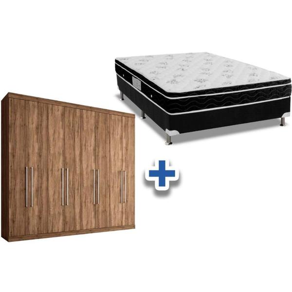 Imagem de Cama Box Casal + Colchão Physical Ortobom + Guarda Roupa Master Vip 8.4 Atacama