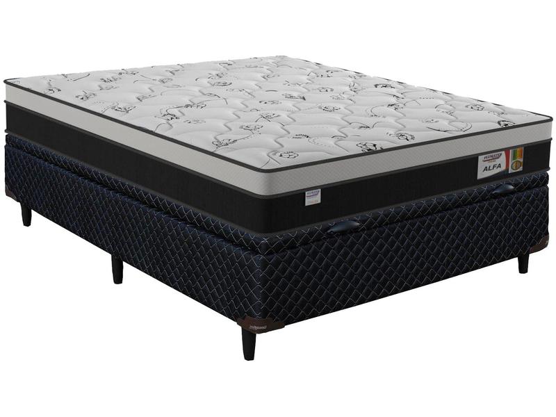 Cama Box Casal com Baú (Box + Colchão) Plumatex - de Mola Ensacada 64cm de Altura Alfa Imp... Cama Box Casal com Baú (Box + Colchão) Plumatex - de Mola Ensacada 64cm de Altura Alfa Imp...