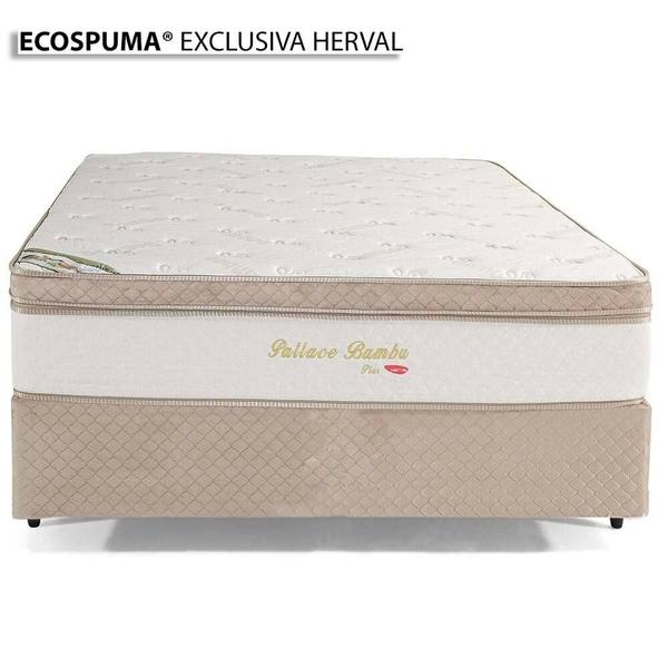 Imagem de Cama Box Casal com Cabeceira Herval Pallace Bambu, Molas Ensacadas, 71x138x188 cm