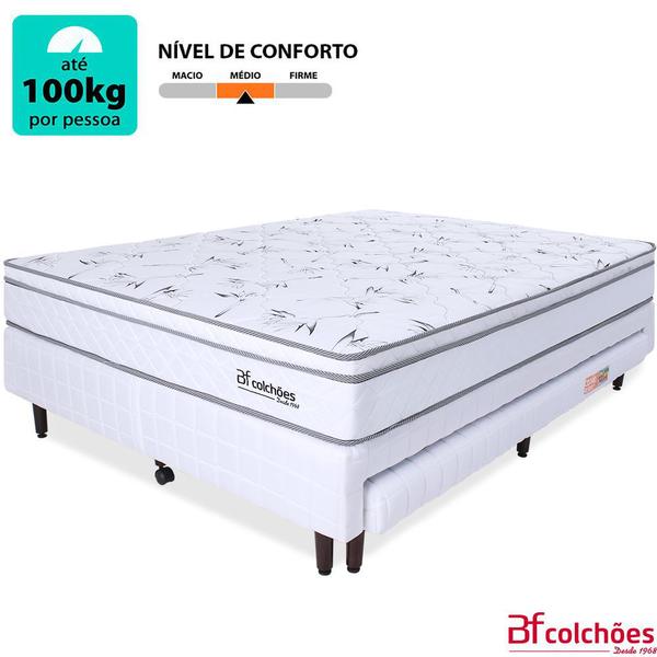 Imagem de Cama Box Casal Com Cama Auxiliar + Colchão Molas Ensacadas Com Pillow 138x188x55cm - BF Colchões