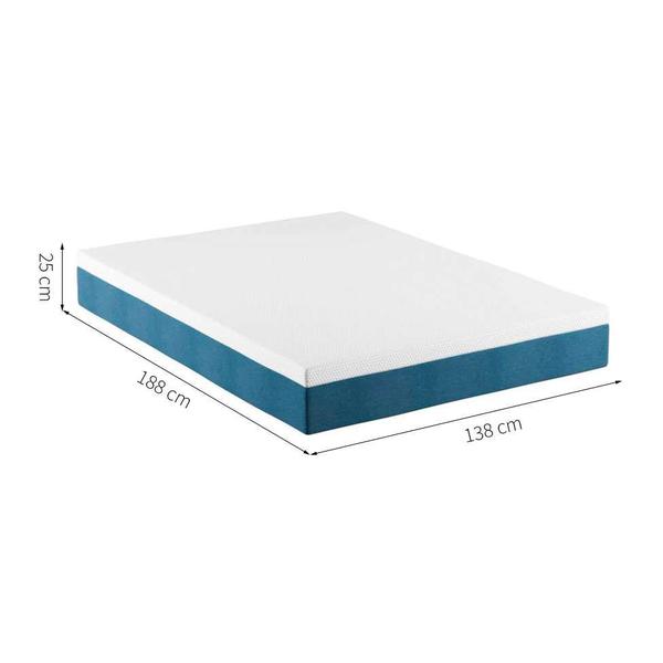 Imagem de Cama Box Casal com Colchão Mola Ensacada Guldi Macio Branco e Azul