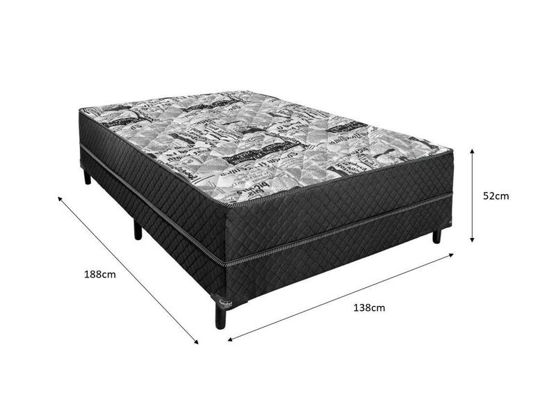 Imagem de Cama Box Casal Conjugada D28 Ortopédico - Tampo Jornal