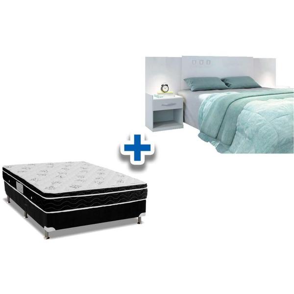 Imagem de Cama Box Casal CRC + Colchão Molas Physical Ortobom + Cabeceira Plus Branco