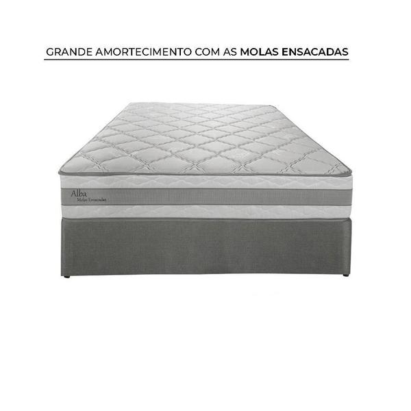 Imagem de Cama Box Casal Molas Ensacadas Herval Alba, 65x138x188 cm