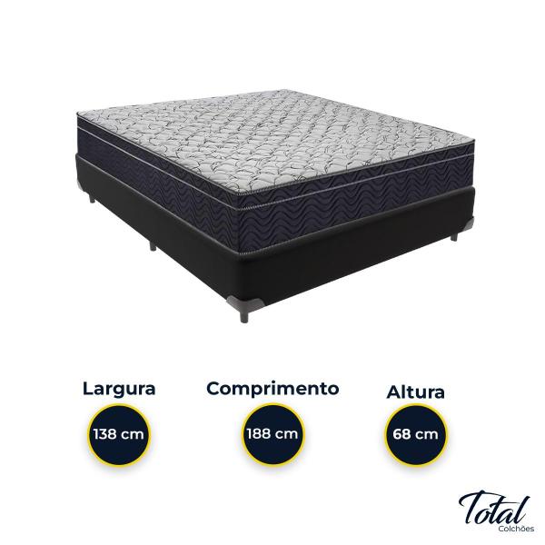 Imagem de Cama Box Casal Preto e Colchão Airtech 150 D45 Ortobom