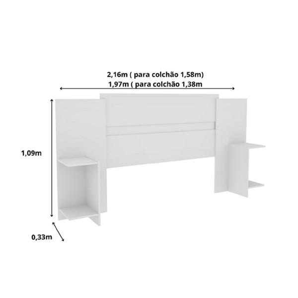 Imagem de Cama Box Casal Queen 203cmx164cm Mônaco com Cabeceira Extensivel e 2 Mesas de Cabeceiras