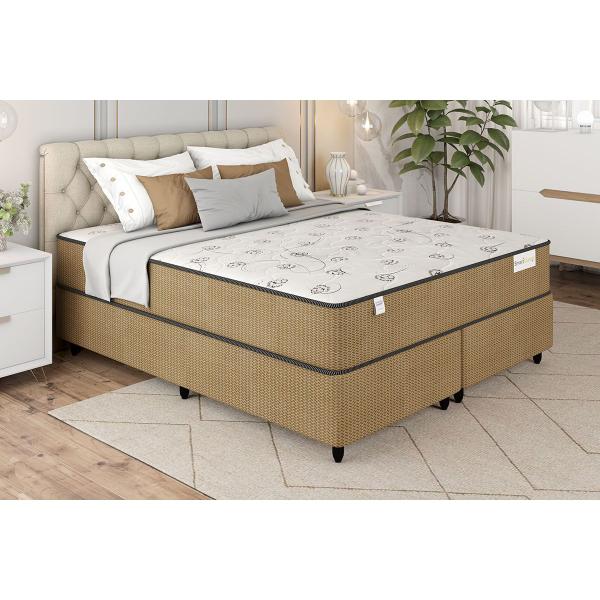 Imagem de Cama Box Casal Queen Size c/ Colchão Smart Classic D26 de Molas Ensacadas 158x198 Bege/Branco - Plumatex