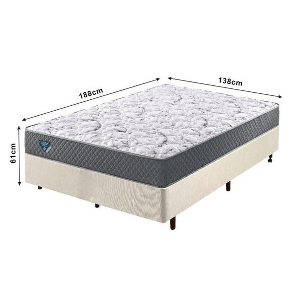 Imagem de Cama Box Casal Reforçado 138x188x38cm e Colchão Adapto Molas Ensacadas Areia