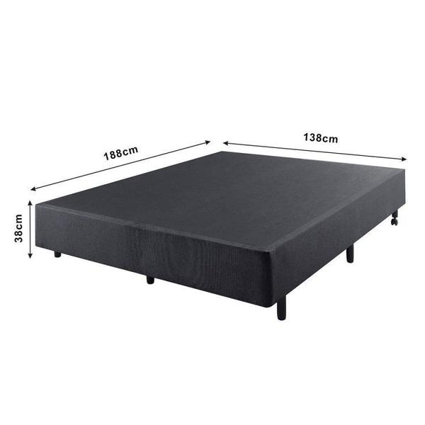 Imagem de Cama Box Casal Reforçado Linho 138x188x38cm e Colchão Adapto Molas Ensacadas Cinza