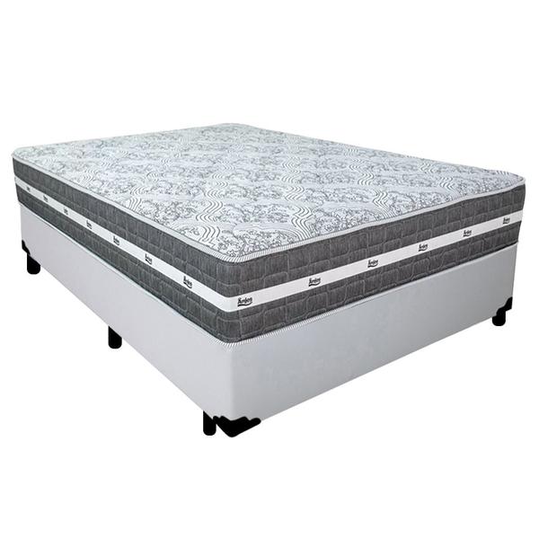 Imagem de Cama Box Casal Sintético + Colchão Anjos Black Graphite Molas Ensacadas 138x188x64cm Branco