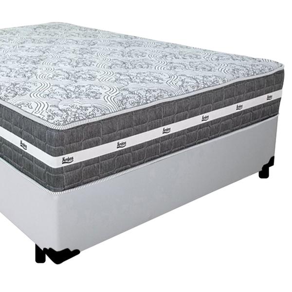 Imagem de Cama Box Casal Sintético + Colchão Anjos Black Graphite Molas Ensacadas 138x188x64cm Branco