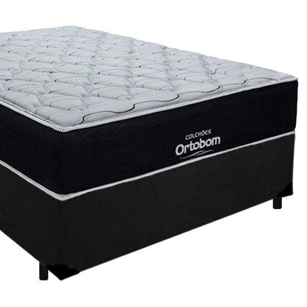 Imagem de Cama Box Casal Suede + Colchão Molas Ensacadas Antares Ortobom Preto 138cm - Suporta Até 120kg Por Pessoa