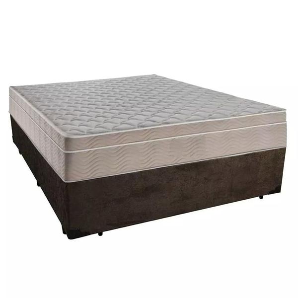 Imagem de Cama Box Casal Suede + Colchão SerenePrime Molas Ensacadas 138x188x65 Marrom