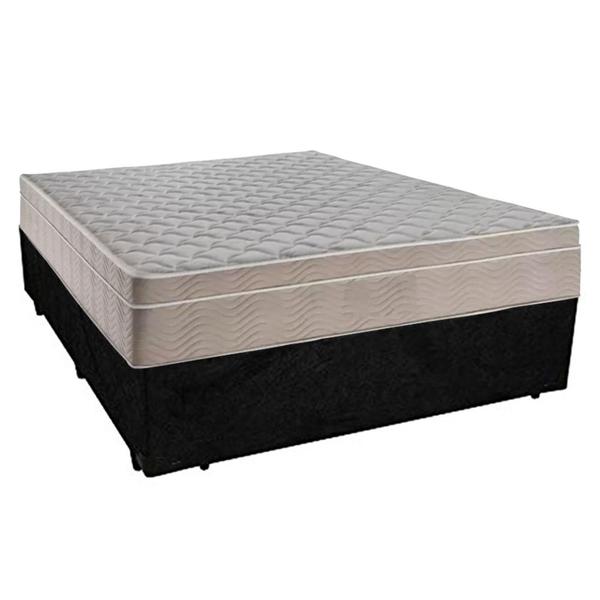 Imagem de Cama Box Casal Suede + Colchão SerenePrime Molas Ensacadas 138x188x65 Preto