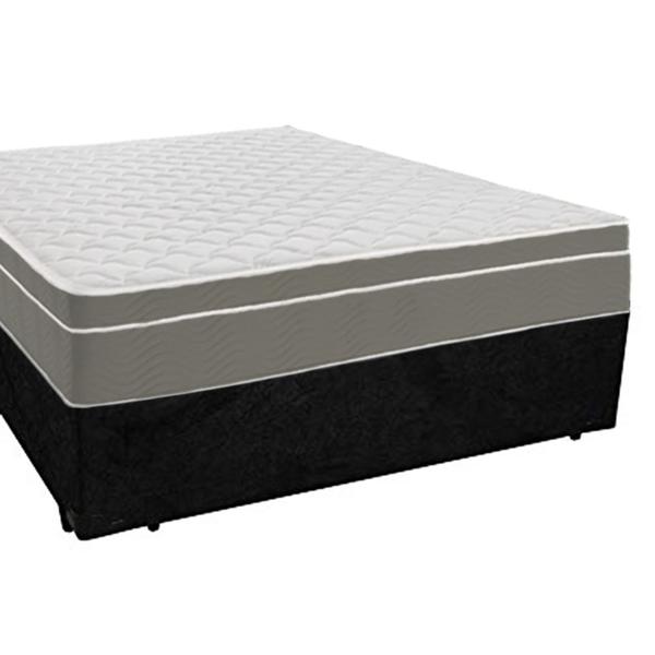 Imagem de Cama Box Casal Suede + Colchão SerenePrime Molas Ensacadas 138x188x65 Preto