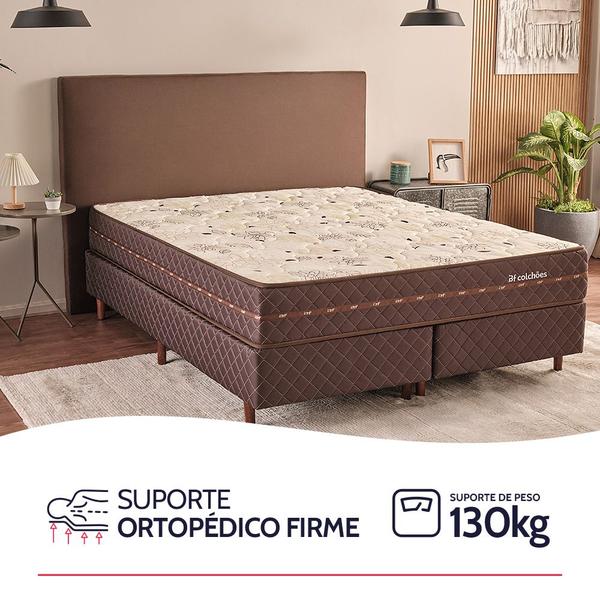 Imagem de Cama Box Colchão Solteirão Ortopédico Firme Espuma D33 Antialérgico Certificado Bege 97x203x58cm - BF Colchões