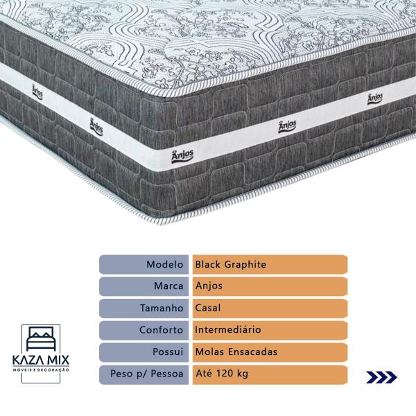 Imagem de Cama Box com Baú Bege e Colchão Casal Black Grafit Anjos