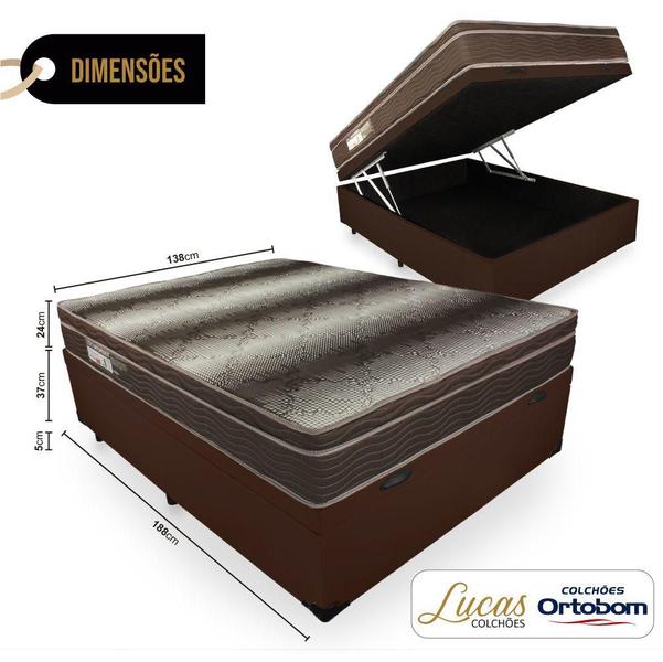 Imagem de Cama Box Com Baú Casal + Colchão De Espuma D28 - Ortobom - Light Ortopédico 138x188x67cm