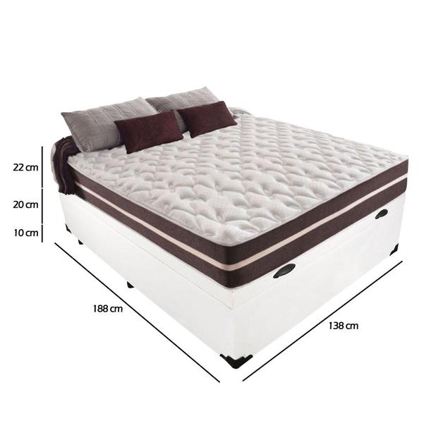 Imagem de Cama Box Com Baú Casal + Colchão De Molas - Anjos - Classic Superlastic 138cm Branco