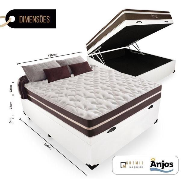 Imagem de Cama Box Com Baú Casal + Colchão De Molas - Anjos - Classic Superlastic 138cm