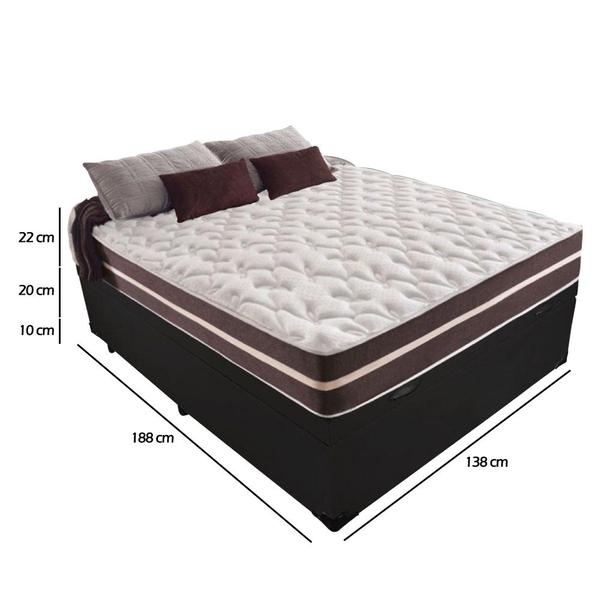 Imagem de Cama Box Com Baú Casal + Colchão De Molas - Comfort Prime - Classic Superlastic 138cm Preto