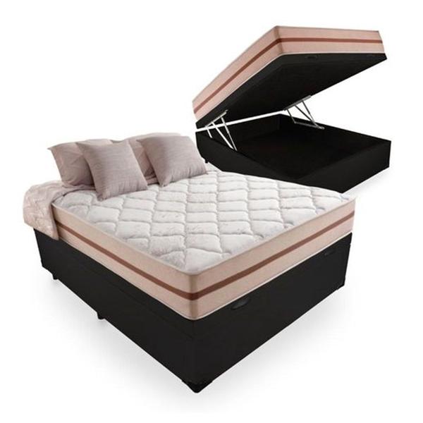 Imagem de Cama Box Com Baú Casal + Colchão Mola Ensacada Casal 22x188x138