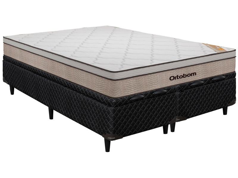 Cama Box Com Baú Queen (Box + Colchão) Ortobom - de Mola 60cm de Altura Facility New Ortot... Cama Box Com Baú Queen (Box + Colchão) Ortobom - de Mola 60cm de Altura Facility New Ortot...