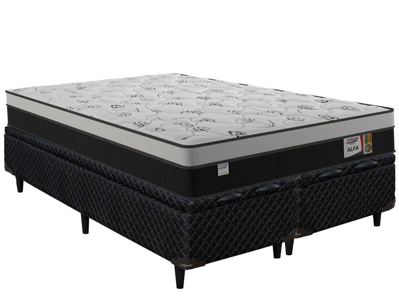 Cama Box Com Baú Queen (Box + Colchão) Plumatex  - de Mola Ensacada 52cm de Altura Alfa Fa...