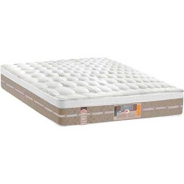 Imagem de Cama Box Com Baú Queen Marrom + Colchão Castor Queen Silver Star Mola Pocket Air One Face 158x188x032