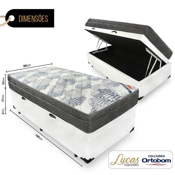 Imagem de Cama Box Com Baú Solteiro + Colchão De Molas Ensacadas - Ortobom - ISO SuperPocket 88cm 