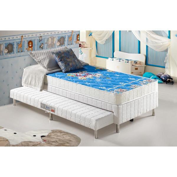 Imagem de Cama Box Com Bicama Solteiro Branca + Colchão Espuma D20 San Antonio 88x188x51cm