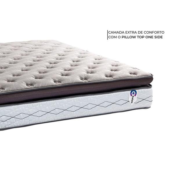 Imagem de Cama Box com Cabeceira Herval Casal Adapt, 73x138x188 cm, Molas Ensacadas, Cinza