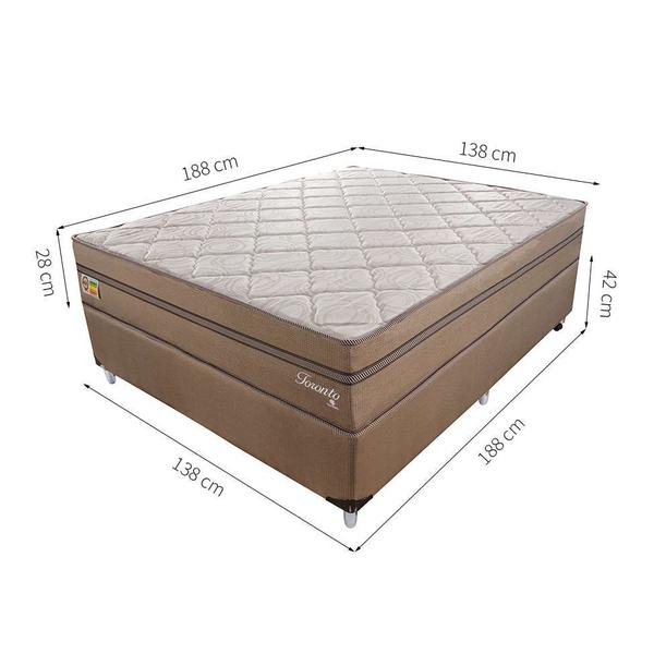 Imagem de Cama Box com Colchão Casal Toronto Mola Ensacada (70x138x188) Dourado e Bege