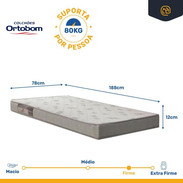 Imagem de Cama Box com Colchão de Espuma Ortobom Light Liso Solteiro 78cm