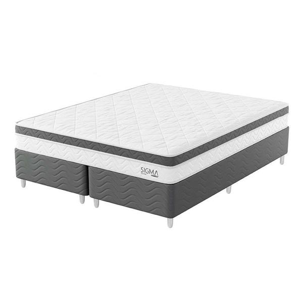 Imagem de Cama Box com Colchão Queen Sigma Molas Ensacadas (22x158x198) Branco e Cinza