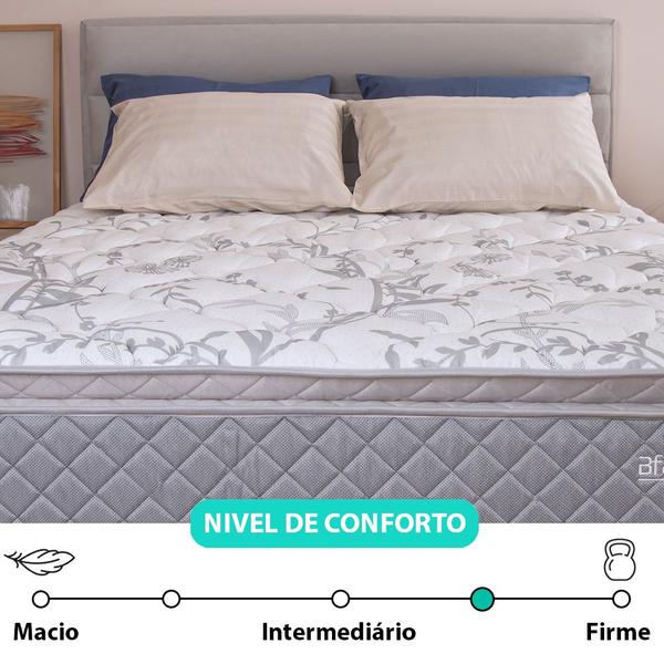 Imagem de Cama Box com Colchão Solteirão Molas Ensacadas Pillow Top Premium Sleep Cinza 97x203cm BF Colchões