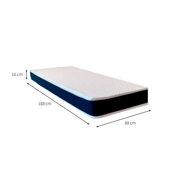 Imagem de Cama Box com Colchão Solteiro Guldi Duplo D28 e 1 Travesseiro Guldi Soft Nasa Branco e Azul