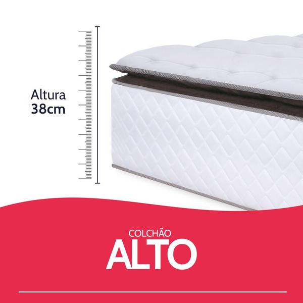 Imagem de Cama Box com Colchão Solteiro Molas Ensacadas Alto 88x188cm Premium Sleep Branco BF Colchões